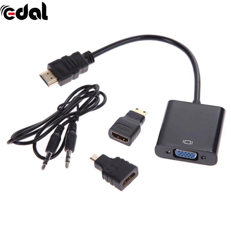 Адаптер переходник EDAL с Micro Mini HDMI на VGA штырь гнездо аудиошнуром|Кабели VGA| |