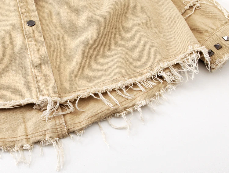 Chaquetas mujer Заклепки джинсовая куртка Свободная джинсовая куртка женская с длинным рукавом бомбардировщик куртка осень женская джинсовая пальто veste femme