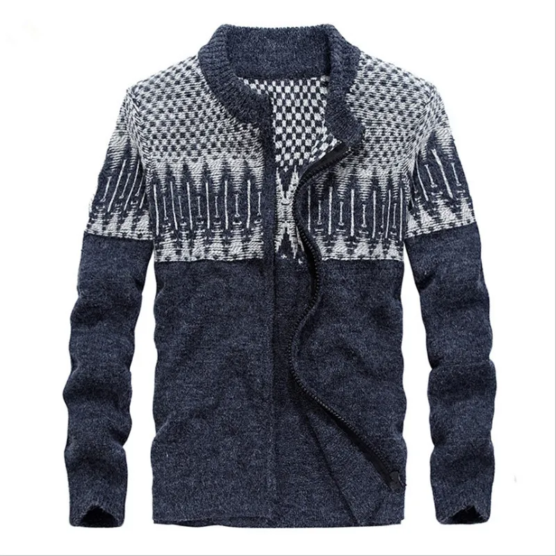 

Autumn Winter Long Sleeve Knitted Criss-Cross Fashion Jackets Male Stylish Casual Solid Cardigan Premium Thermal Warm Sweater