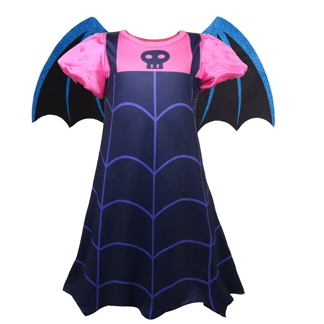 Одежда для девочек Vampirina костюм вампира Косплэй Детские платья для вечеринки на Хэллоуин; Карнавальный костюм для детей модные вечерние платья для девочек; уличная одежда - Цвет: Dress wing