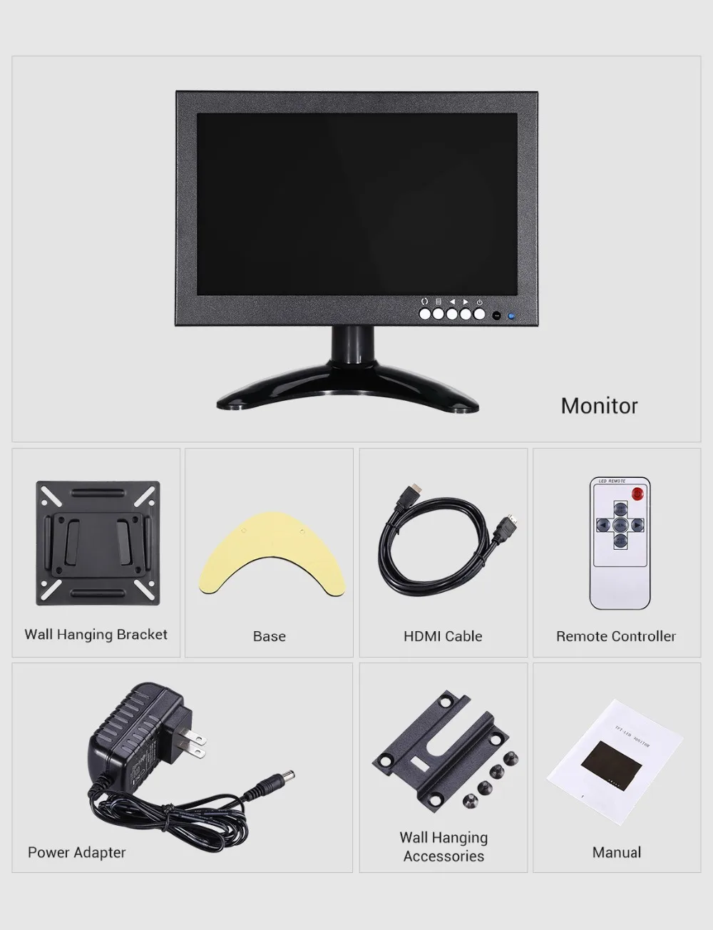 EYOYO EM08G 8 дюймов 1280*720 ips HDMI монитор разрешение Поддержка VGA/AV/BNC/Говорящий вход для ПК ТВ система видеонаблюдения камера безопасности Raspberry