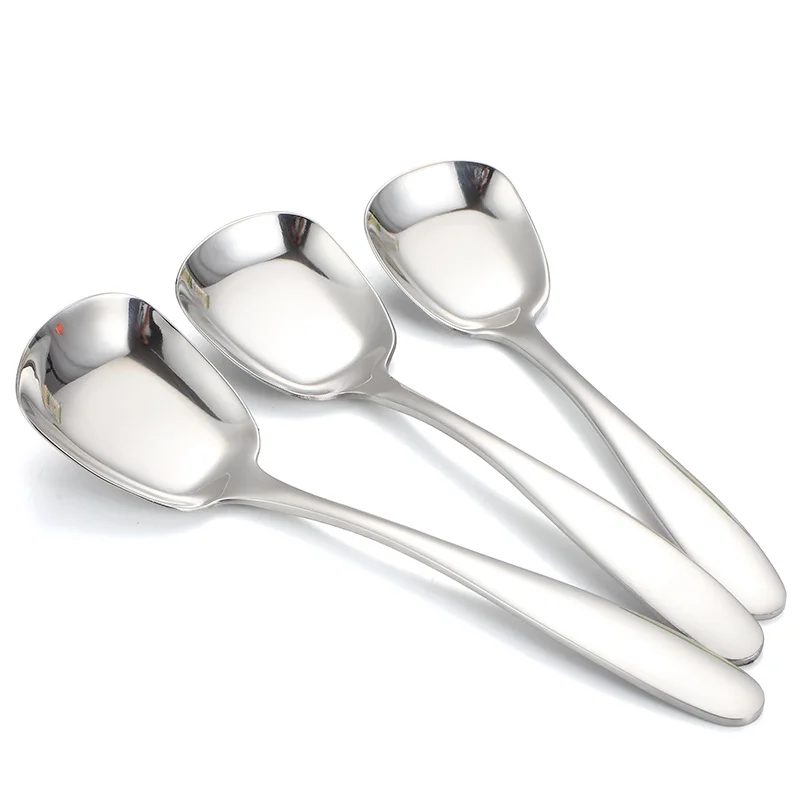 Silver S M L 3 шт., нержавеющая сталь, квадратная ложка, размеры s, m, толстая рисовая губка, набор, креативный ужин, губка, посуда для детей и взрослых, кухонные аксессуары - Цвет: Silver S M L