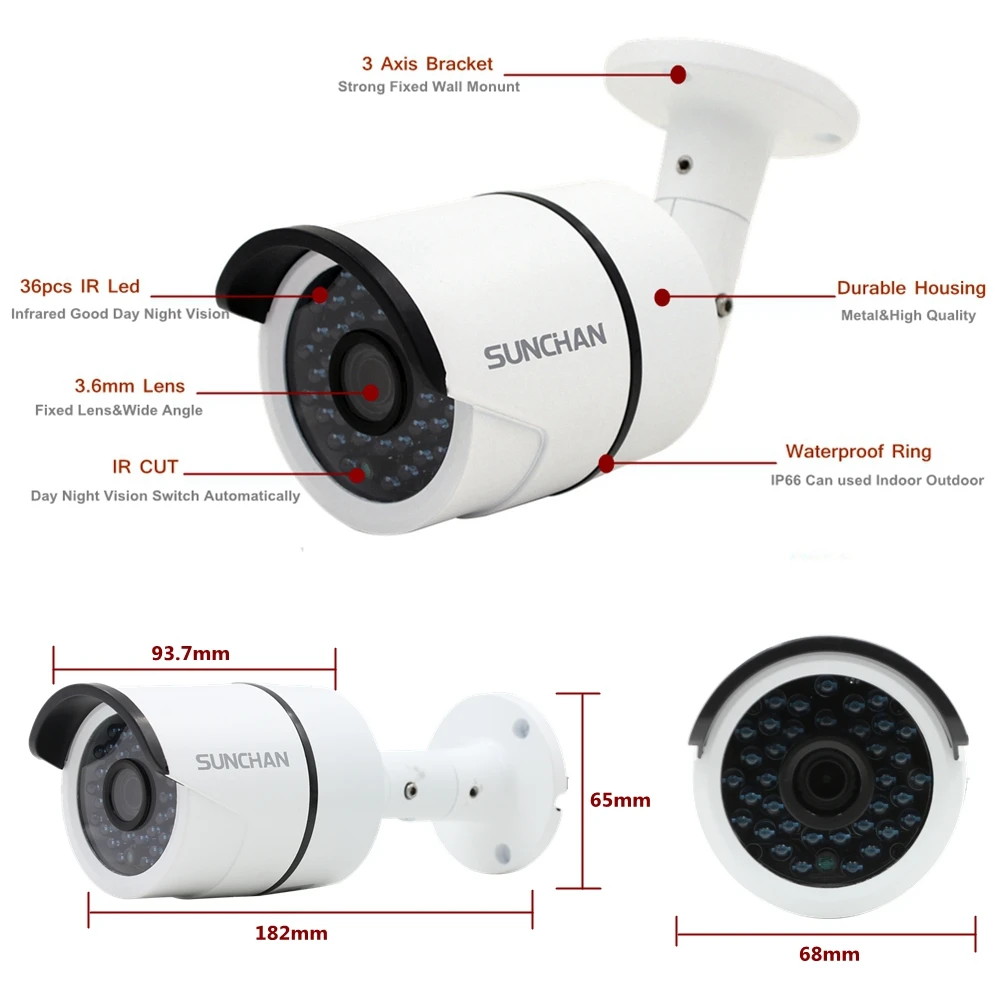 SUNCHAN 1080P Full HD AHD 8CH DVR 8 шт. SONY 2.0MP 3000TVL Пуля безопасности камера 36 ИК светодио дный