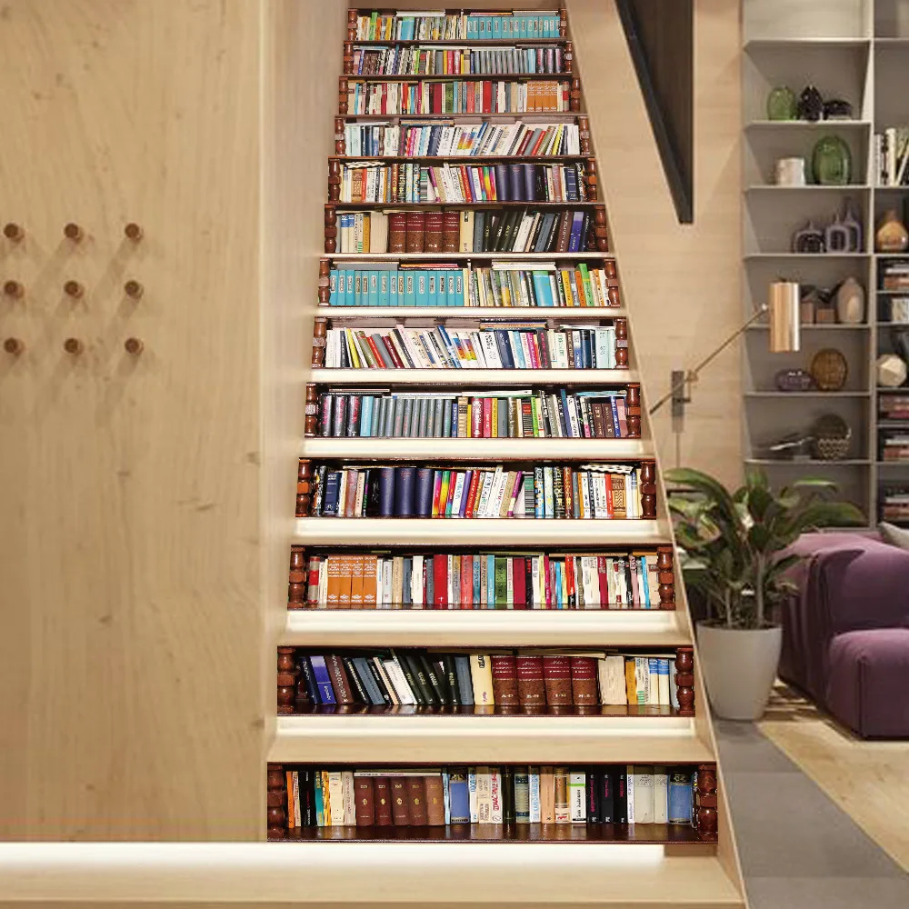 Большой Размеры настенные лестницы Стикеры 13 шт. поддельные книги DIY 3D наклейки