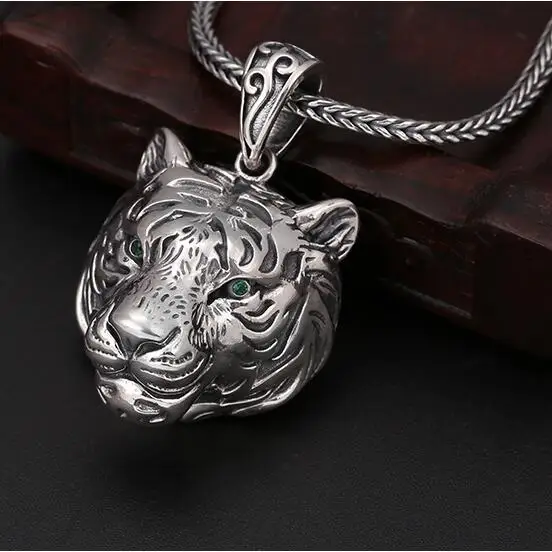 Pendant Necklace Новинка 925 Серебряное ожерелье C подвеской в виде тигра 925 пробы удача голова тигра кулон счастливый зверь амулет - Окраска металла: Pendant Necklace