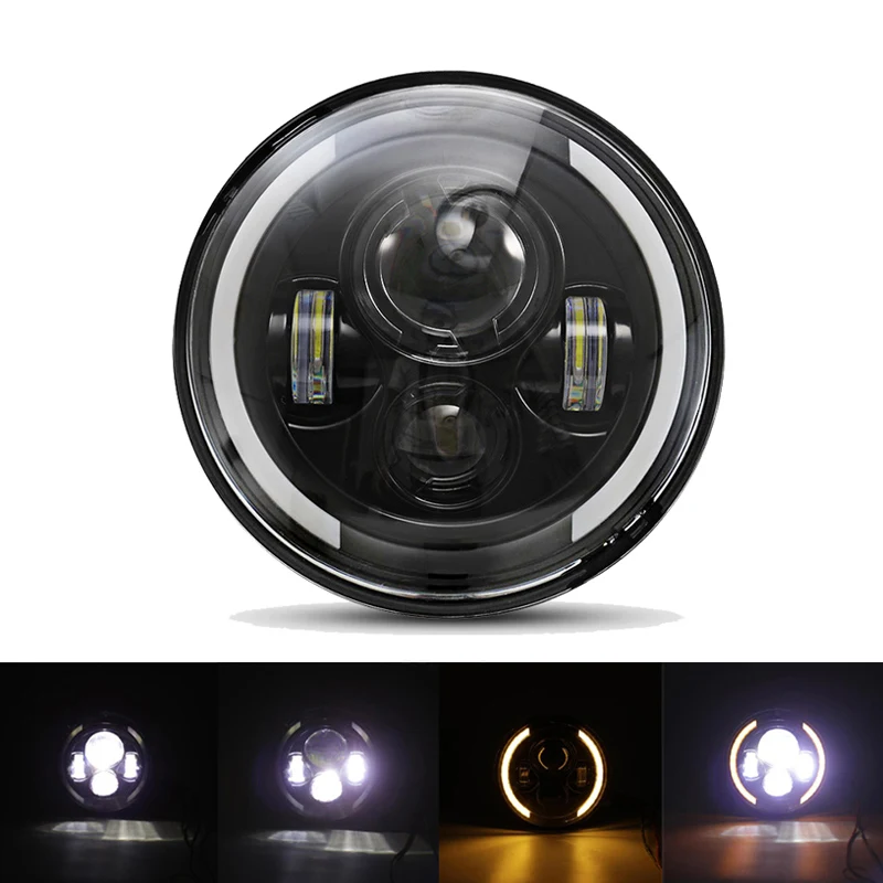 style 2 Oslamp 7 дюймовые фары Желтый Белый Halo угол глаза светодиодный фары для авто светодиодный фары 12v для Jeep Wrangler JK по низкой цене для Land Rover - Испускаемый цвет: style 2