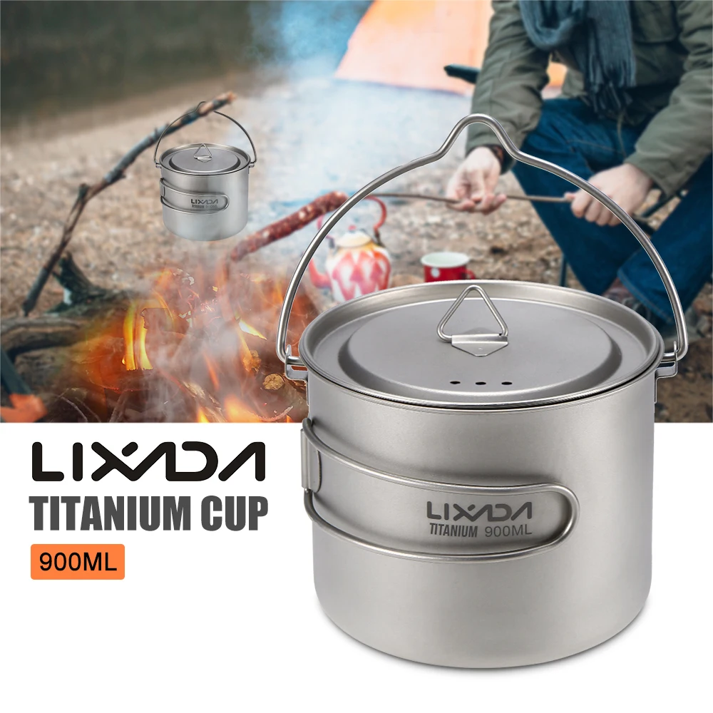 Lixada титановый горшок чашка для воды кружка Сверхлегкий портативный подвесной с