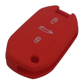red Чехол для ключей с 3 кнопками для peugeot 3008 208 308 RCZ 508 408 2008 407 307 4008 - Цвет: red