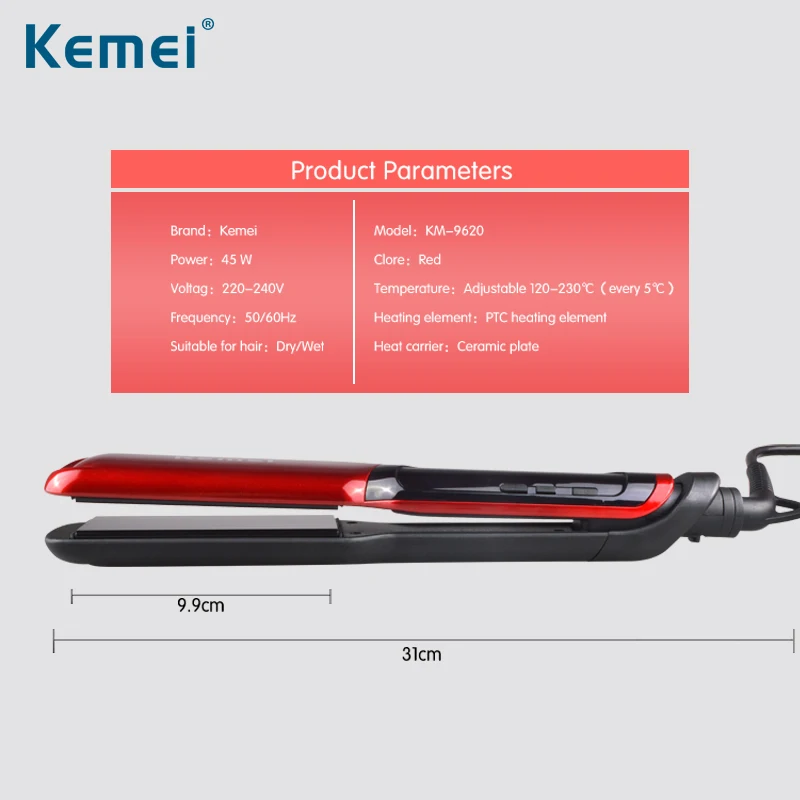 Kemei ЖК-Дисплей Утюг Цифровой Контроль Температуры Выпрямление Утюги