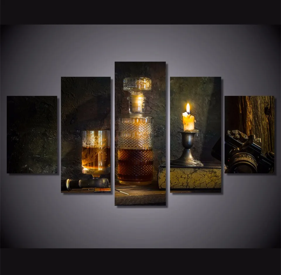 5 шт Home Decor Wall печатных украшение стены Книги по искусству натюрморт свечи