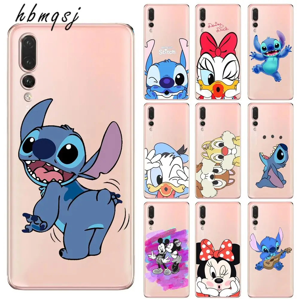 Мультяшный чехол для huawei mate 20 lite pro силиконовый мягкий с Микки Ститч милый