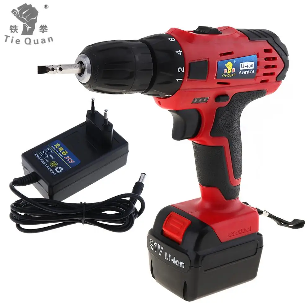 

AC 110 - 220V Cordless 21V Electric Drill / Screwdriver with Lithium Battery Adjustment Switch and Two-speed Adjustment Button