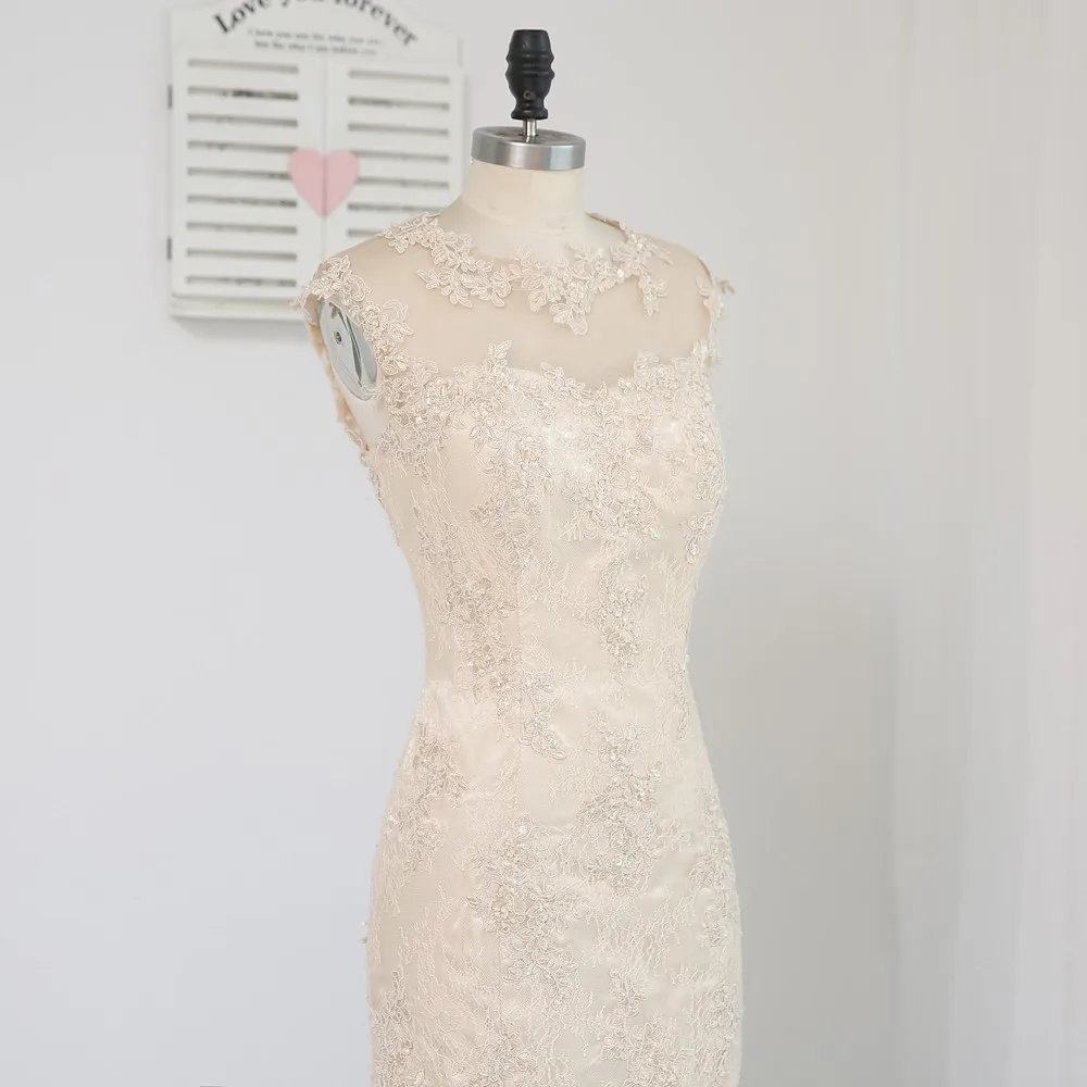 Платье для матери невесты кружевное платье цвета шампанского длиной до колена с