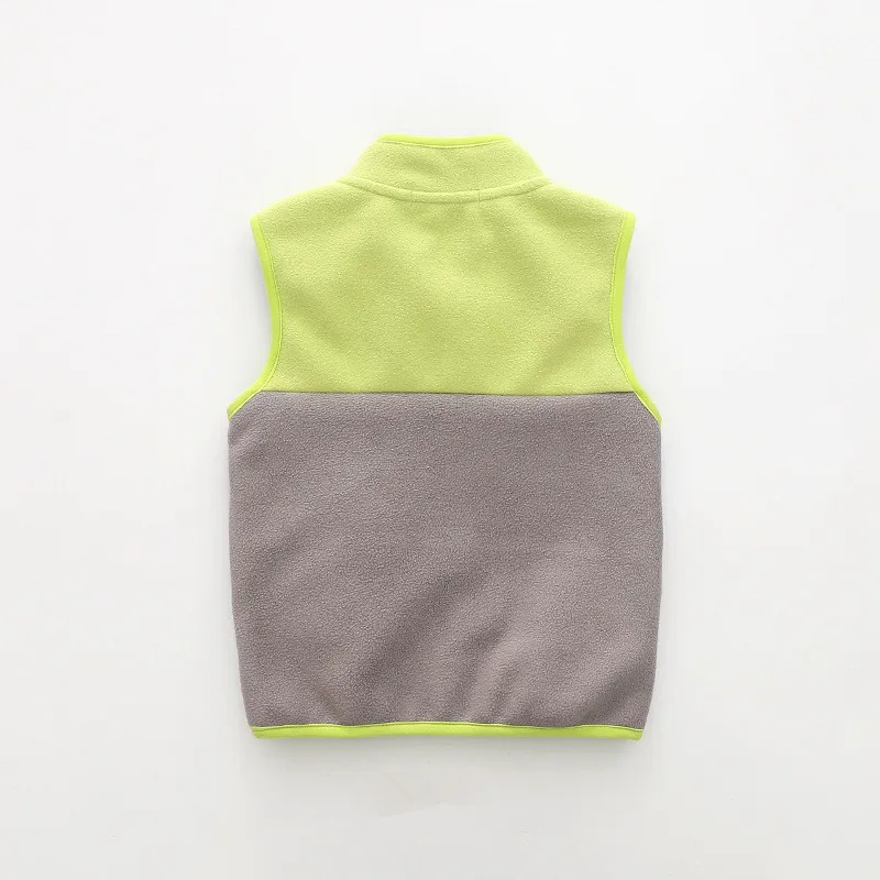 

Children Polar Fleece Soft Vests Kids Stand Collar Zipper Patchwork Outerwear Coat For Boys Girls 3-7 Y Waistcoats Clj318