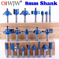 1pcs 8mm shank wood router bit straight end mill trimmer cleaning flush trim corner round cove box bits tools milling cutter