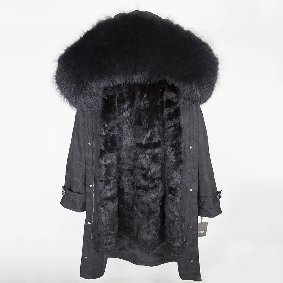 OFTBUY,, пальто с натуральным мехом, X-long, Камуфляжная парка, зимняя куртка для женщин, большой воротник из натурального меха енота, капюшон, подкладка из натурального меха норки