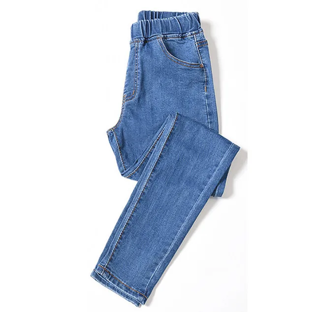 Light Blue Женские джинсы размера плюс эластичный пояс эластичные брюки джинсовые брюки Bagger осень зима синий черный большой размер 5xl 6xl ouc551 - Цвет: Light Blue