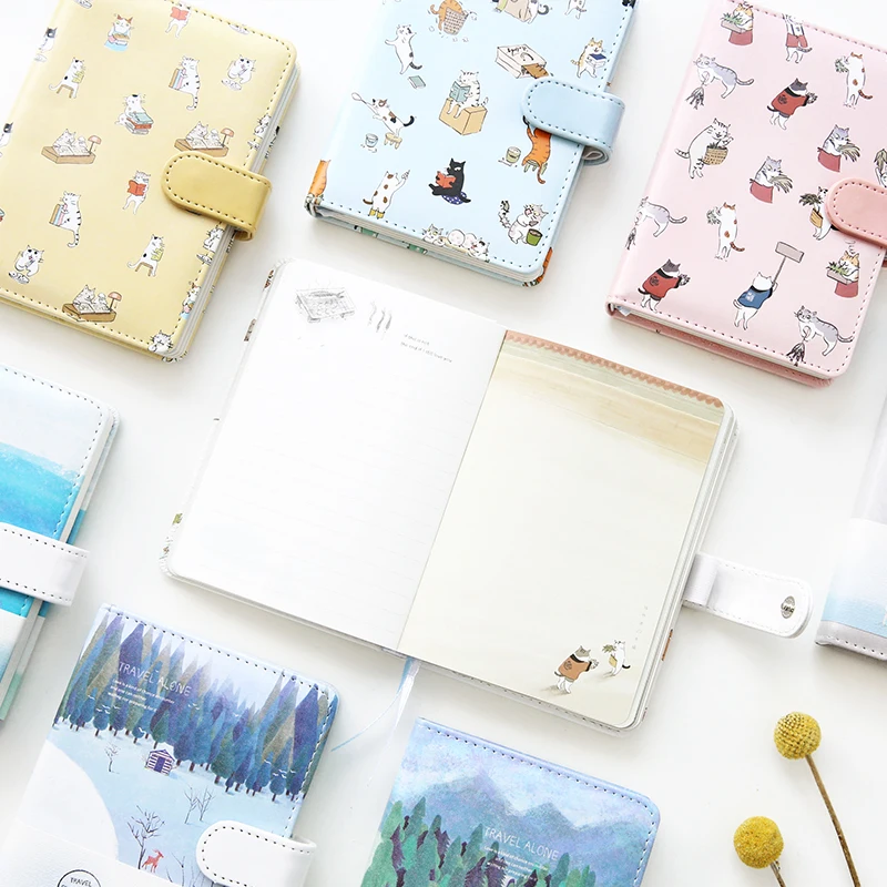Дневник из ПУ кожи креативный блокнот с котами мультфильма Kawaii модный дорожный