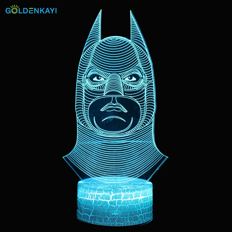 3D LED голова Бэтмена Оригинальное ночное освещение атмосфера визуальная луна