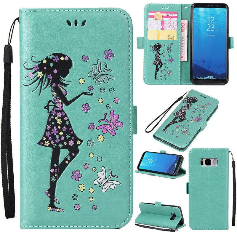 Smilyou кожаный чехол для Samsung Galaxy S5 S6 S7 край S8 плюс девочек в цветочек случае Coque