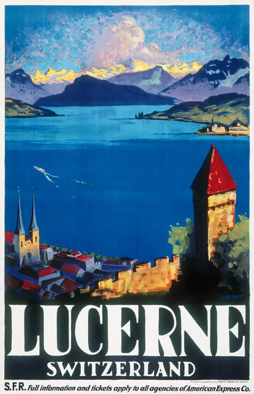 Switzerland Lucerne Tourism Posters Vitznau Classic Wall Sticker Canvas Paintings Decorative Vintage Poster Home Bar Decor Gift | Дом и сад