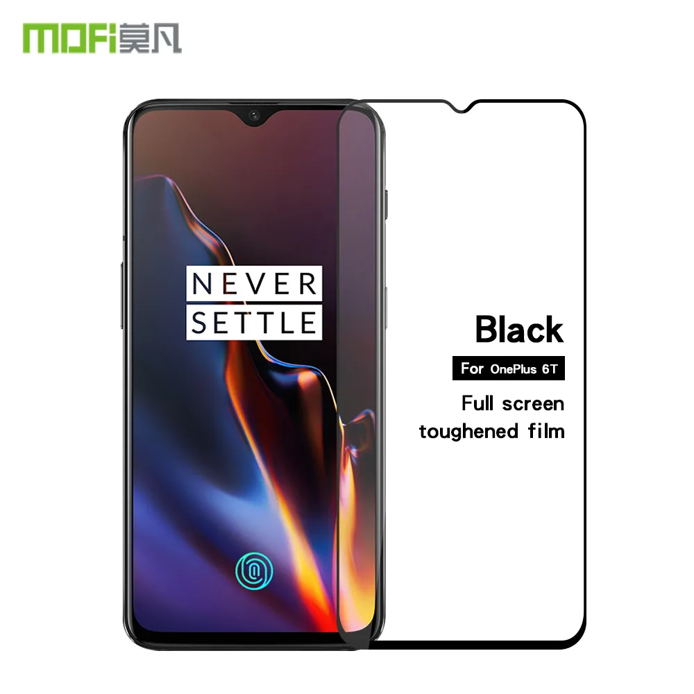 Black Oneplus 6 T закаленное стекло MOFi One plus 6 T защитная пленка полное покрытие One plus 6 T закаленное стекло - Цвет: Black