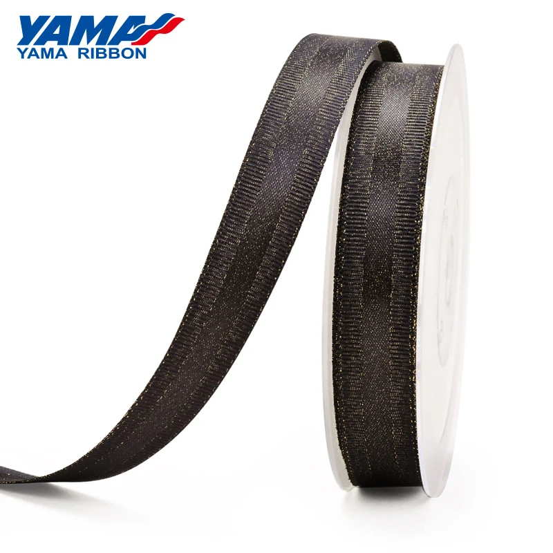 Атласная лента YAMA Gold DRL Grosgrain Edge 9 мм 16 мм 25 мм 38 мм 100 ярдов/рулон 3/" 5/8" " 1,5" Плетеный бант для волос подарочная упаковка - Цвет: black 030