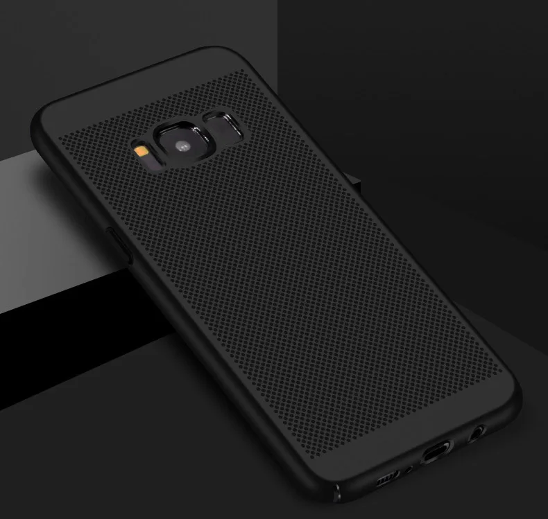 black Матовая breathful чехол для samsung Galaxy A9 A750 A8 A6 J4/J6Prime J3 J4 J6 J7 J8 J3 J5 J7 /6 крышка с рассеиванием тепла - Цвет: black
