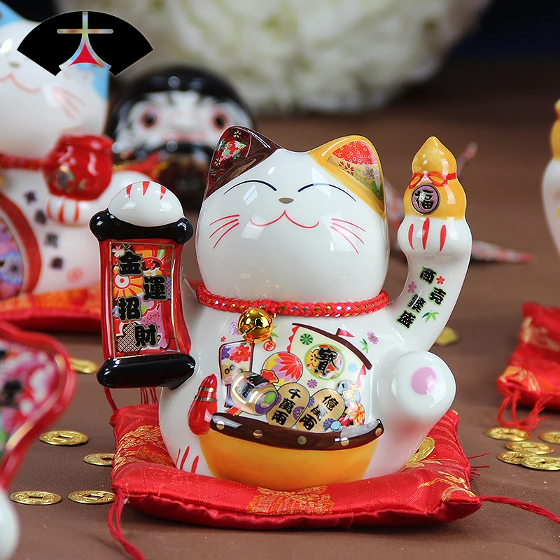 5 дюймов керамика Maneki Neko орнамент Lucky Cat Копилка японская Фортуна кошка фэн шуй статуэтка свадебный подарок