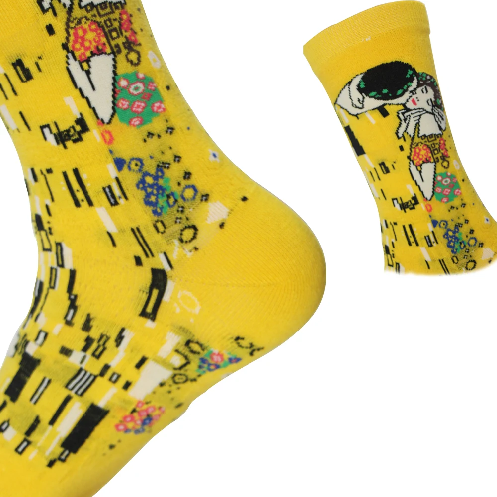 

5 Pairs Cotton Retro Socks Women Van Gogh Mural World Famous Oil Renaissance Art Meias Painting Series Pattern Sock Funny Sock