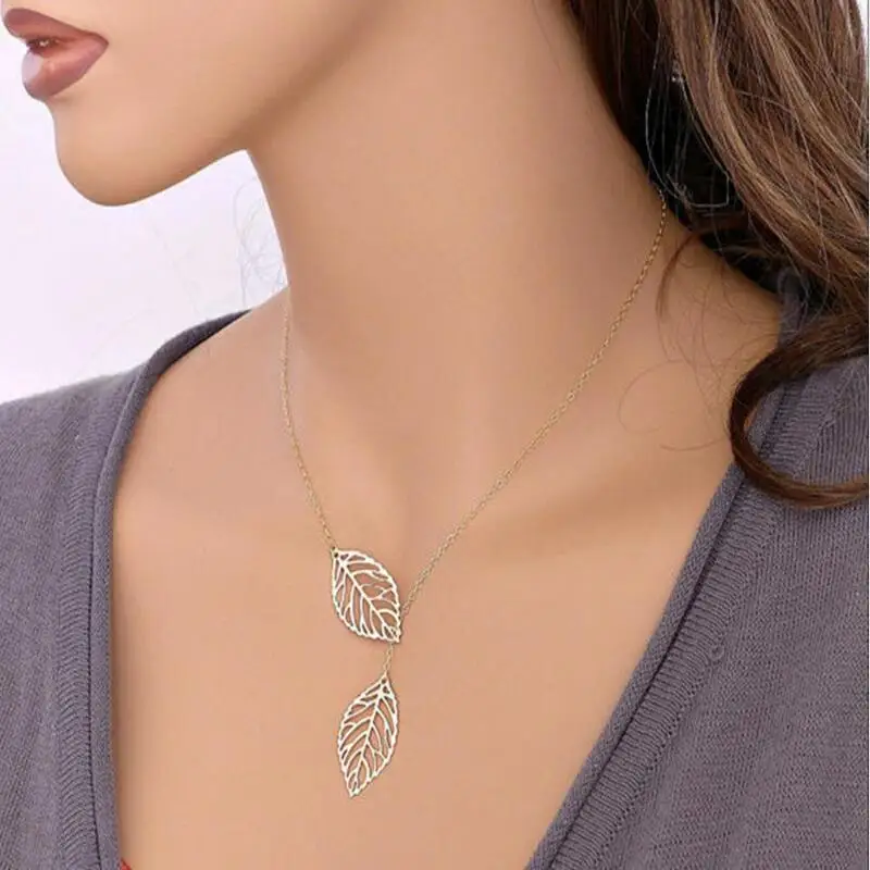 Новинка модное винтажное ожерелье с подвеской в виде большого листа цепочка до