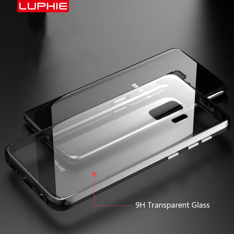 Luphie for Samsung Galaxy s9 plus Case Metal Aluminum Frame+Transparent Tempered Glass back cover galaxy s8 note 8 |
