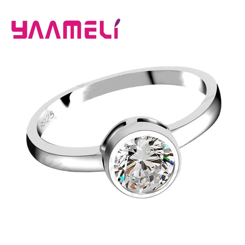 Женское кольцо из серебра 925 пробы с круглым кристаллом|925 sterling silver ring|sterling ringsfashion