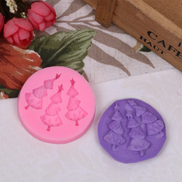 1 шт Fondant (сахарная) торт силиконовые формы Рождество Дерево лист Форма форма для