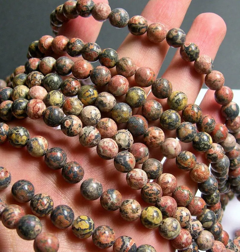 Бисер из натуральной леопардовой кожи Круглый бисер 6 мм 8 10 15 5 дюйма|loose beads|beads