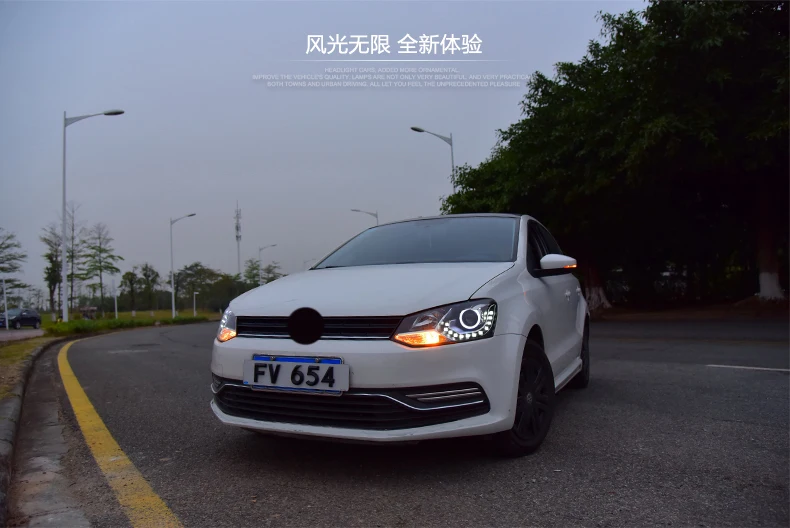 Автомобильный стильный головной светильник для VW Polo светодиодный головной светильник 2010- Polo GTI angel eyes Светодиодный дневной ходовой светильник Bi-Xenon HID аксессуары