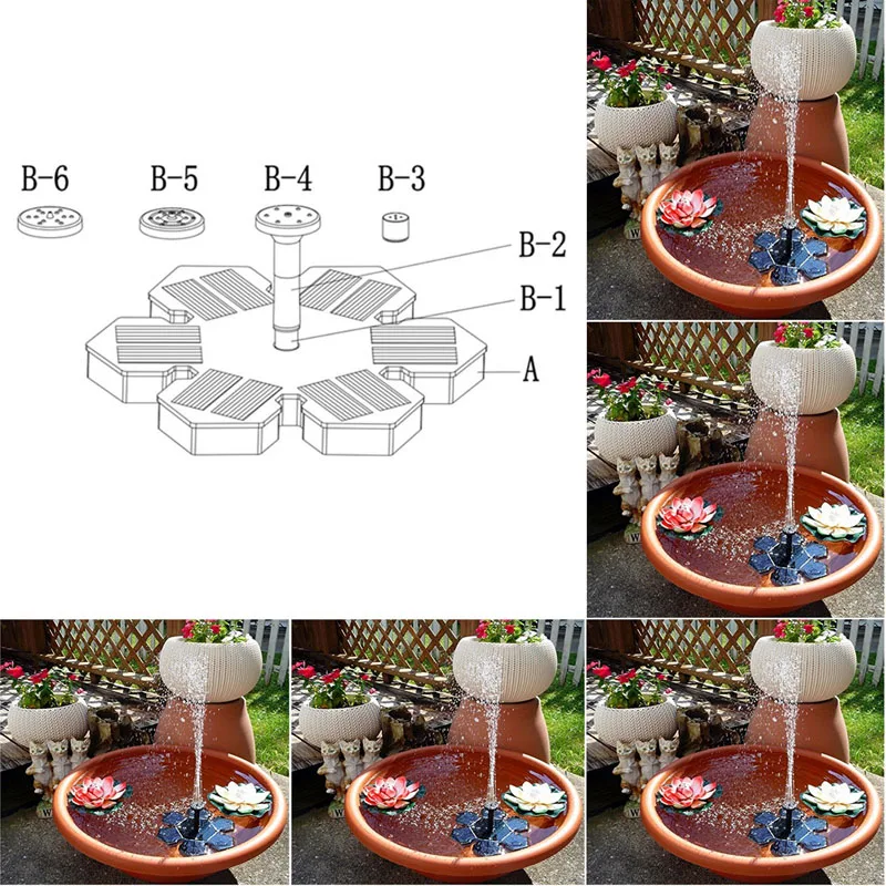 Solar fountain water pump garden pond fish tank bird bath park indoor landscape | Дом и сад