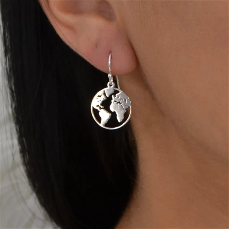 Новое поступление, полые серьги с картой мира, висячие серьги с землей, ювелирные изделия для путешествий
