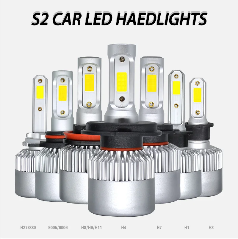 Aslent S2 H4 светодиодный H7 H11 H1 фар автомобиля H8 9005 HB3 9006 HB4 9004 9007 H3 лампа COB автоматическое Противотуманные фары 6000 К 72 Вт 8000lm 12 V