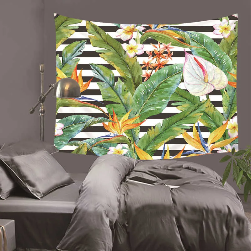 Тропические листья Monstera Фламинго розовый гобелен настенный кактус декорацион