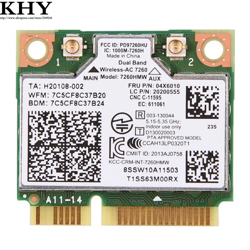 Оригинальная 7260AC 7260HMW Двухдиапазонная Wi-Fi Bluetooth 4 0 Wlan-карта для Thinkpad S440 S540 X140E E440 E540