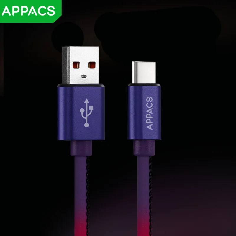 APPACS 1 м USB Type C горячий телефон зарядный кабель датчик температуры Обесцвечивающий