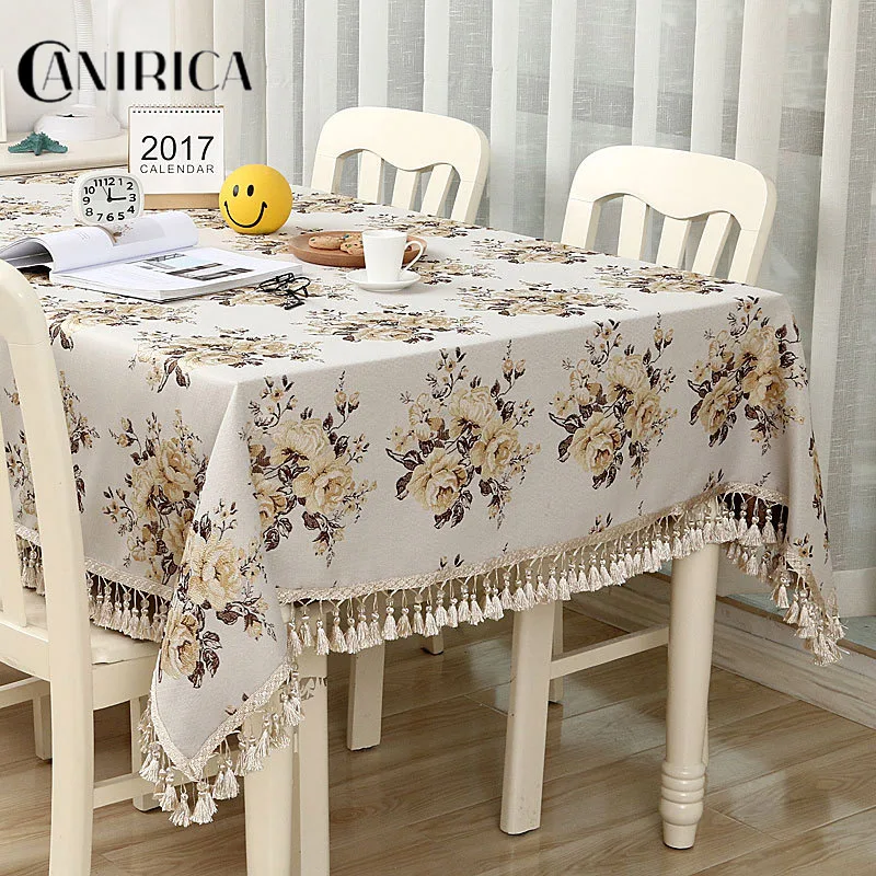 Canirica стол чехол из хлопка льна скатерти obrus водонепроницаемый и ударопрочный