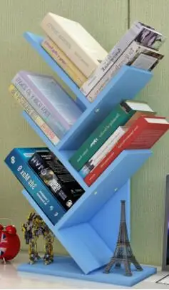 60*31*17 см современная настольная книжная полка четыре слоя офисный книжный шкаф деревянная детская спальня Bookrack - Цвет: Синий
