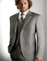 top sellcustom made high quality light gray groom tuxedos mens suits wedding groomsmen wear dress best man suits