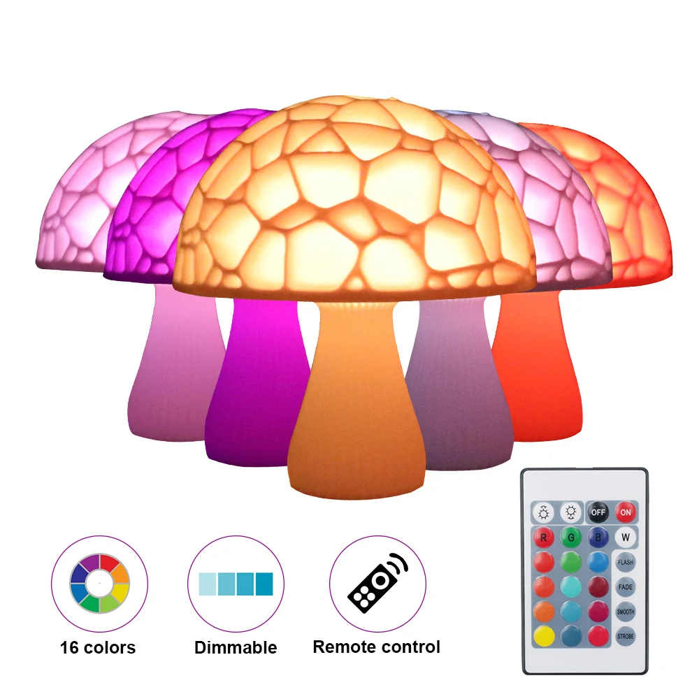 BORUiT 3D теплый грибной светодиодный ночник 16 цветов с регулируемой яркостью RGB