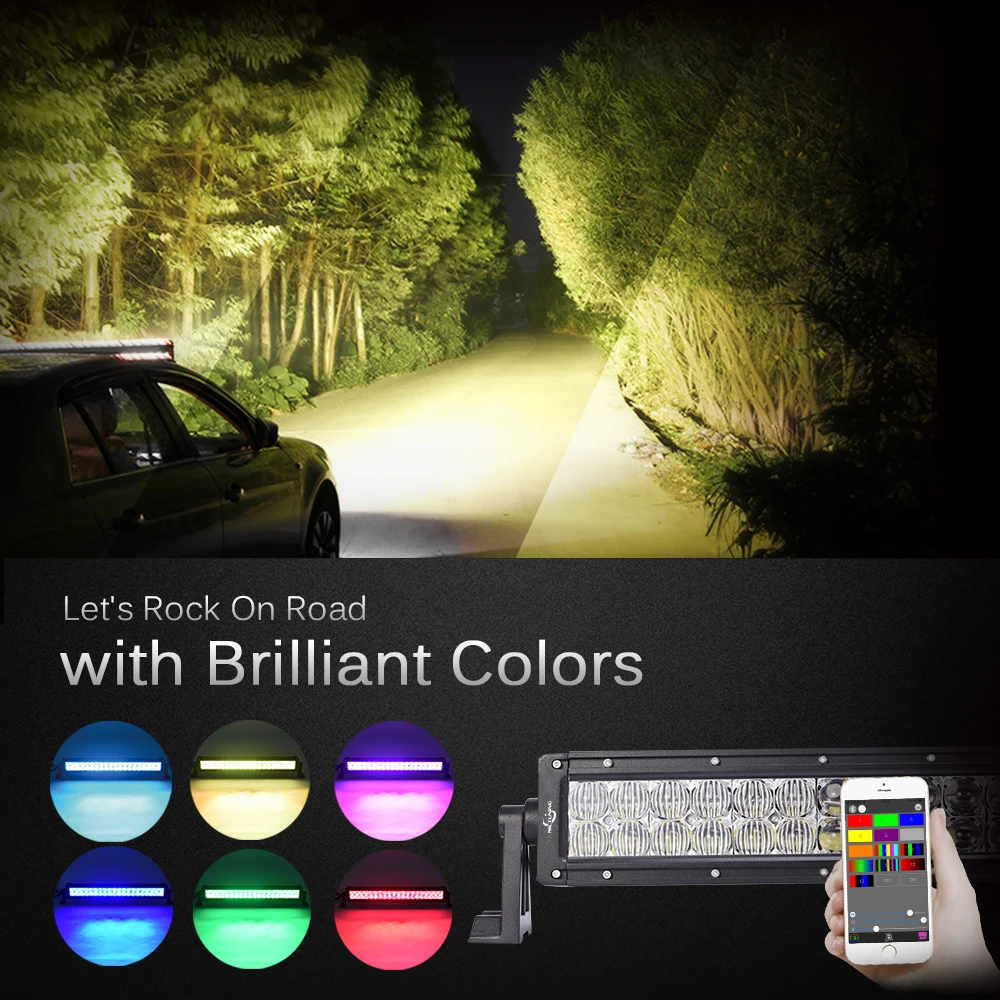 Mictuning 3" 22" 5D светодиодный светильник RGB Стробоскоп вспышка многоцветный светодиодный Предупреждение льный светильник Bluetooth IOS и Android приложение управление проводкой