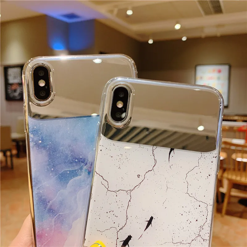 Мраморный зеркальный чехол для телефона iPhone X XS XR Max 8 7 6 6S Plus чехлы Apple iphone 7plus