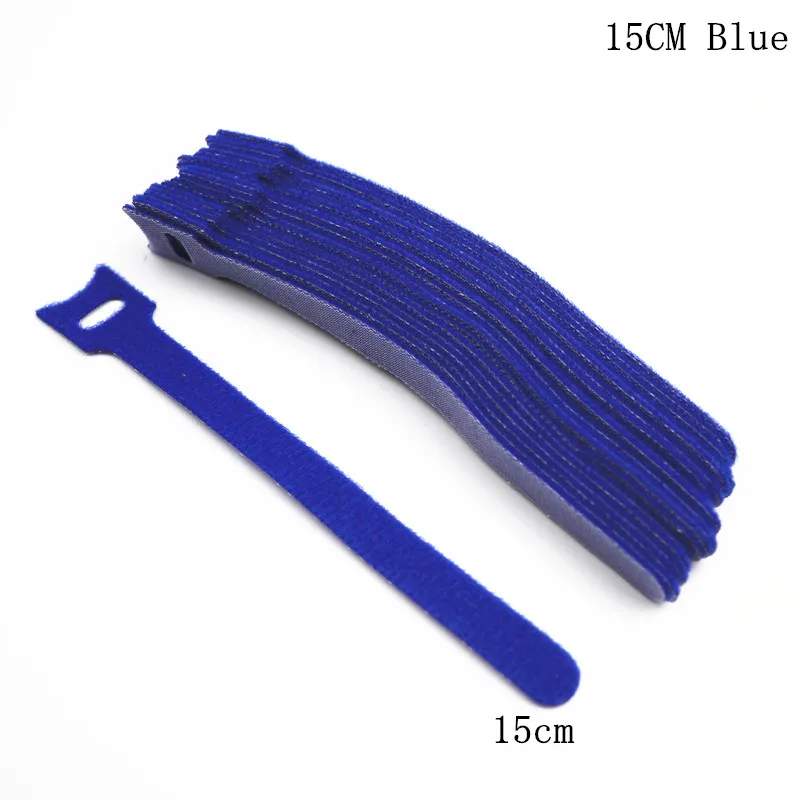 15CM Blue 50 шт. многоразовые клейкие крепежные ленты Т-образные крючки и петли крепежные детали впружина кабельные стяжки Крепкий Провод жгут волшебная лента галстук - Цвет: 15CM Blue