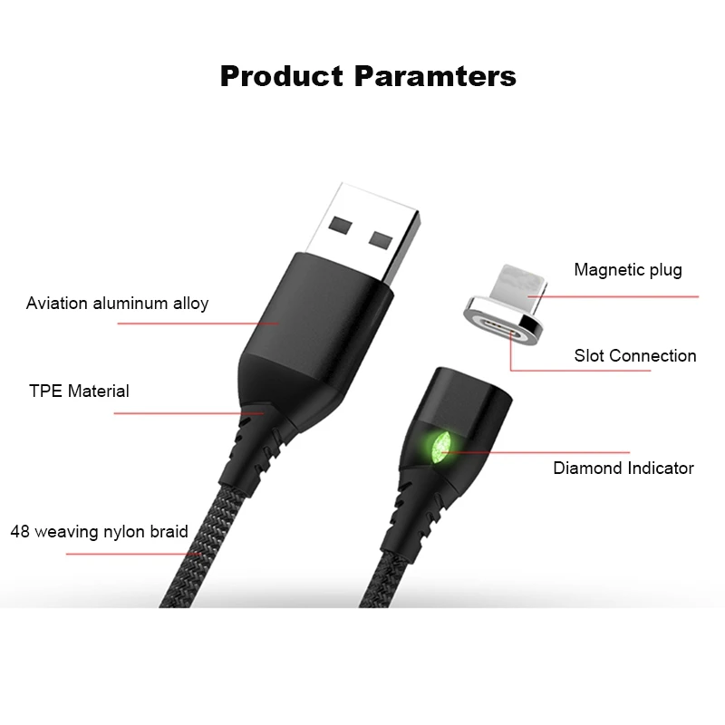 Slot Connection Magnetic Nylon Braided USB Charger Adapter Cable for iPhone Micro Type-C Data Sync Fast Charge | Мобильные телефоны